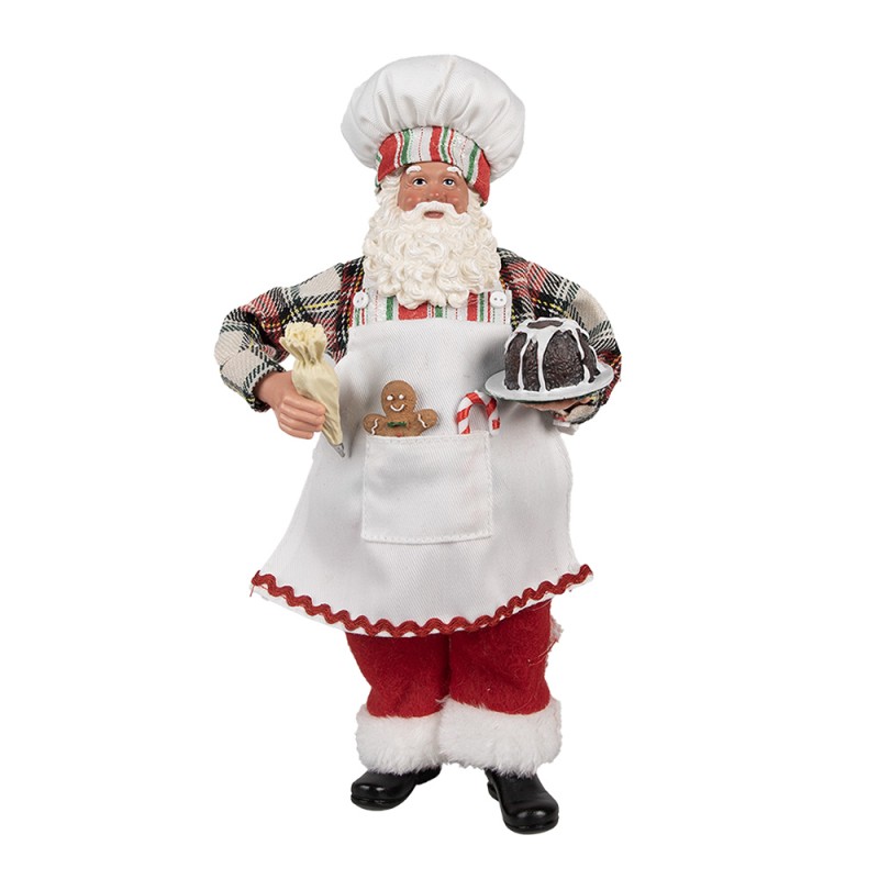 Clayre & Eef Figure de Noël Père Noël 28 cm Blanc Plastique