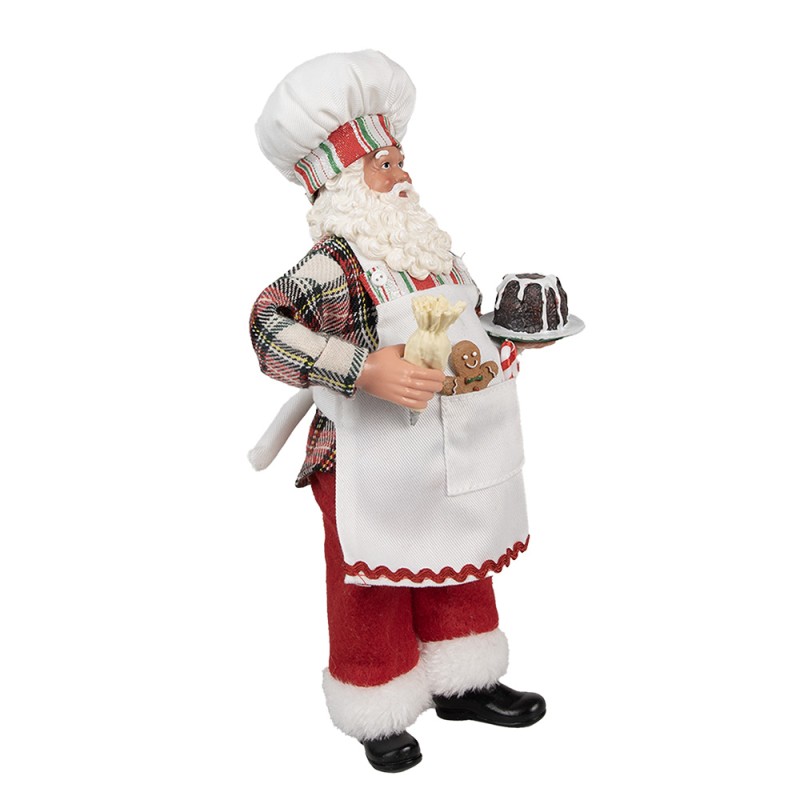 Clayre & Eef Statuetta decorativa di Natale Babbo Natale  28 cm Bianco Plastica