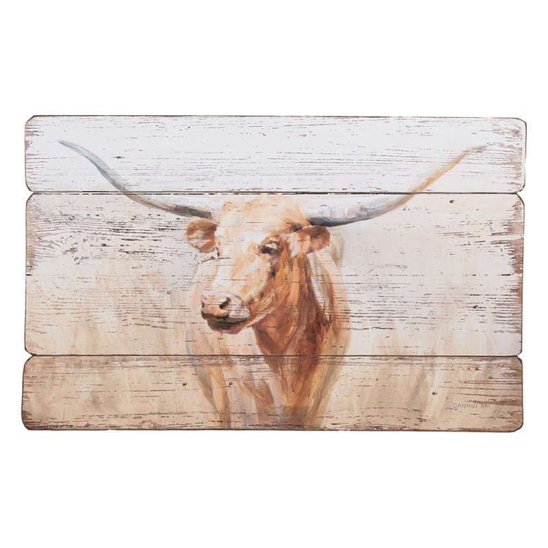 Clayre & Eef Painting 71x3x46 cm Beige Wood Cow