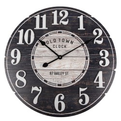 Clayre & Eef Orologio da parete Ø 59x5 cm Nero Legno  Old town