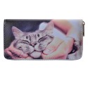 Clayre & Eef Wallet 19x10 cm Grey Plastic Cat