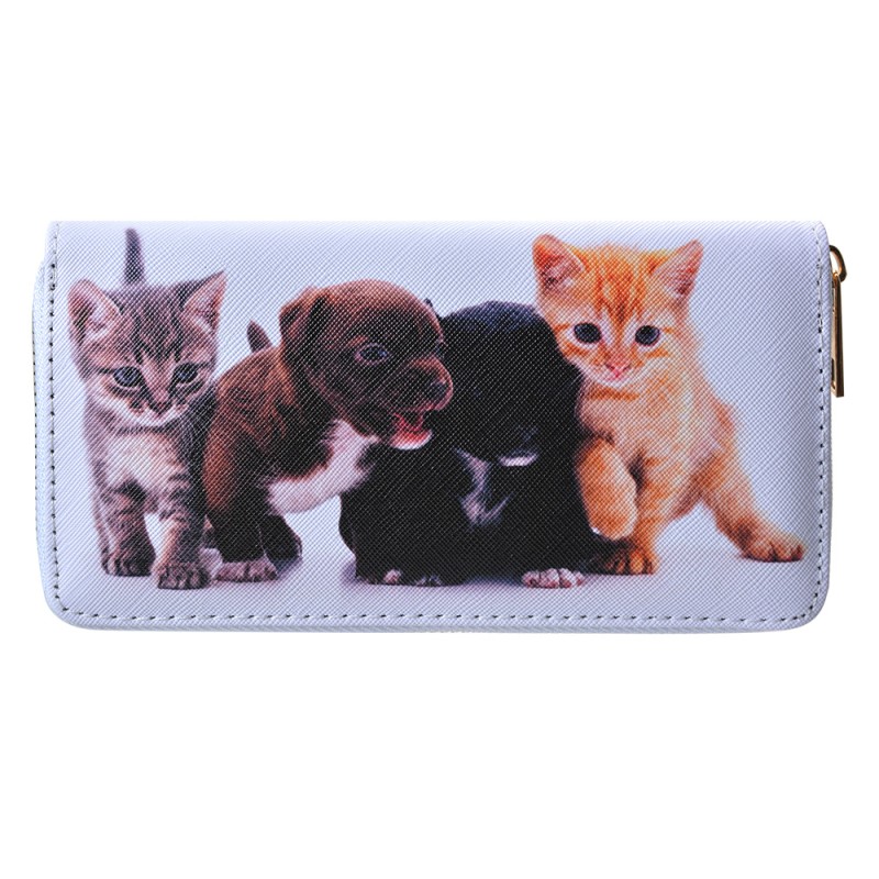 Clayre & Eef Wallet 19x10 cm White Plastic Cat and Dog