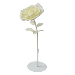 Clayre & Eef Dekoration Rose Ø 23x80 cm Weiß Kunststoff Metall