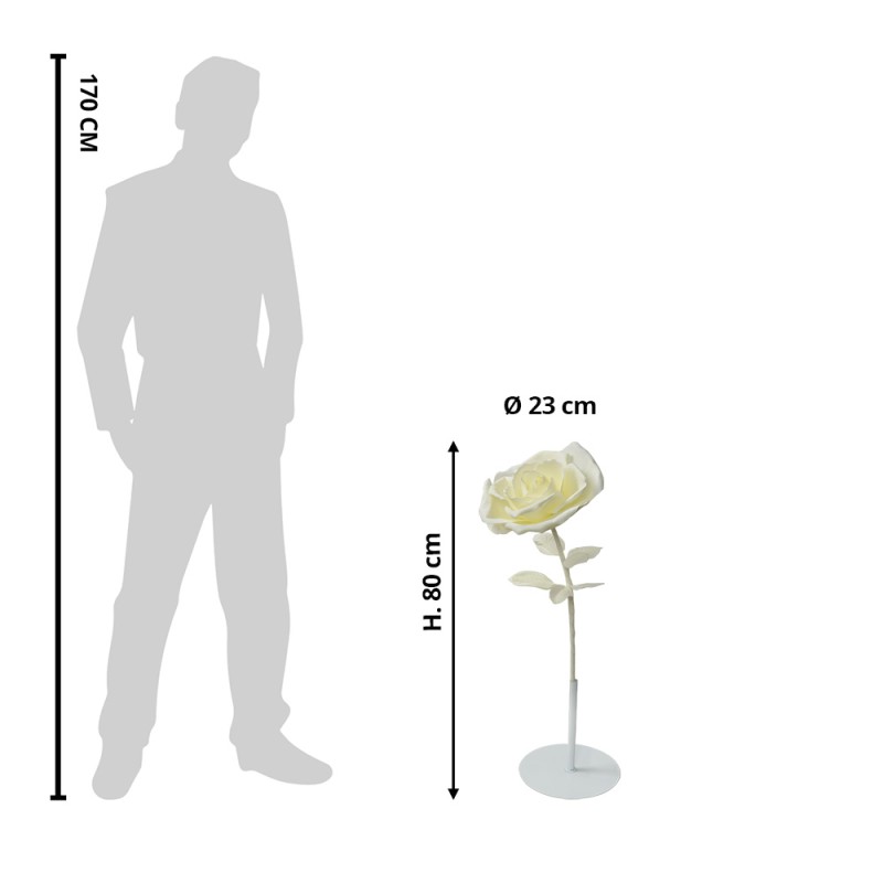 Clayre & Eef Dekoration Rose Ø 23x80 cm Weiß Kunststoff Metall