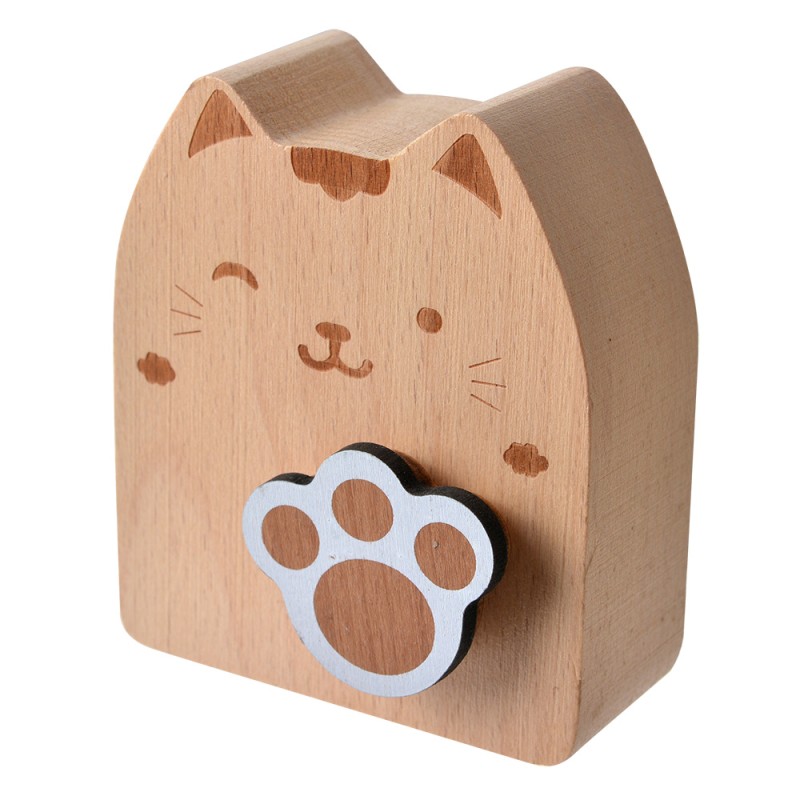 Clayre & Eef Muziekdoos Kat 7x4x8 cm Bruin Hout