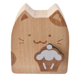 Clayre & Eef Carillon Gatto  7x4x8 cm Marrone Legno