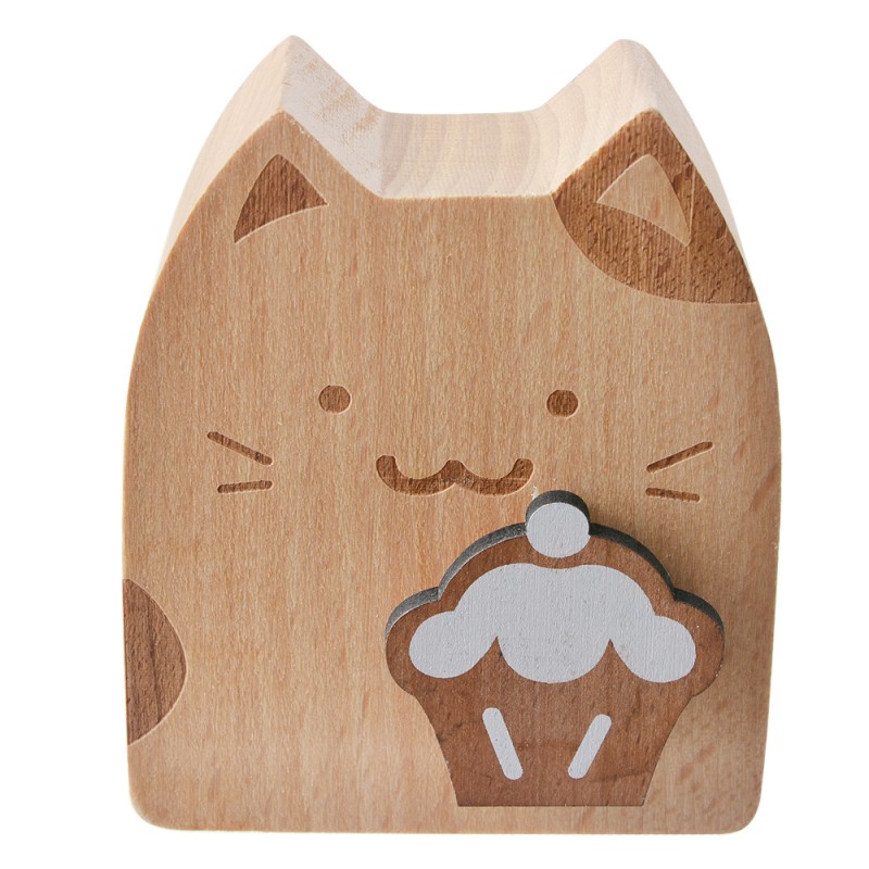 Clayre & Eef Muziekdoos Kat 7x4x8 cm Bruin Hout