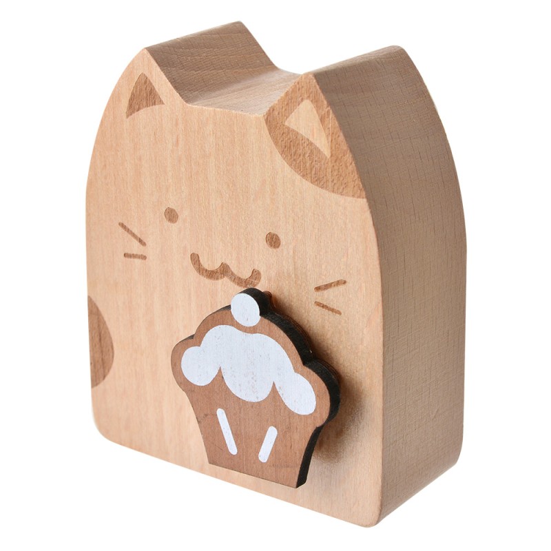 Clayre & Eef Musikbox Katze 7x4x8 cm Braun Holz