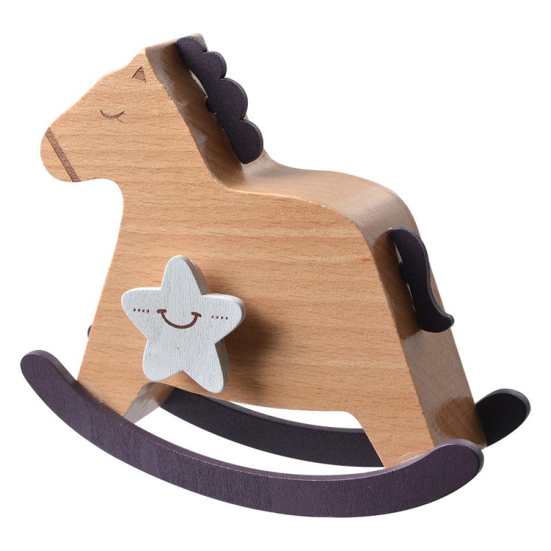 Clayre & Eef Music box Rocking Horse 13x4x10 cm Beige Wood