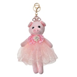 Clayre & Eef Schlusselanhänger Schwein 22 cm Rosa Synthetisch