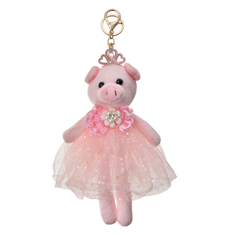 Clayre & Eef Porte-clés Cochon 22 cm Rose Synthétique