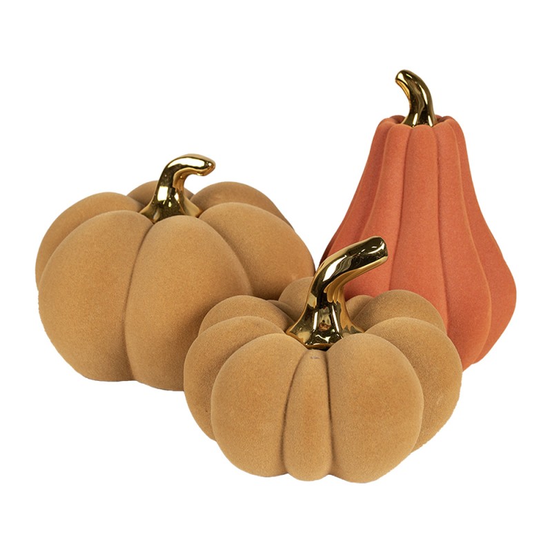 Clayre & Eef Decorazione Zucca Ø 13x19 cm Arancione Ceramica