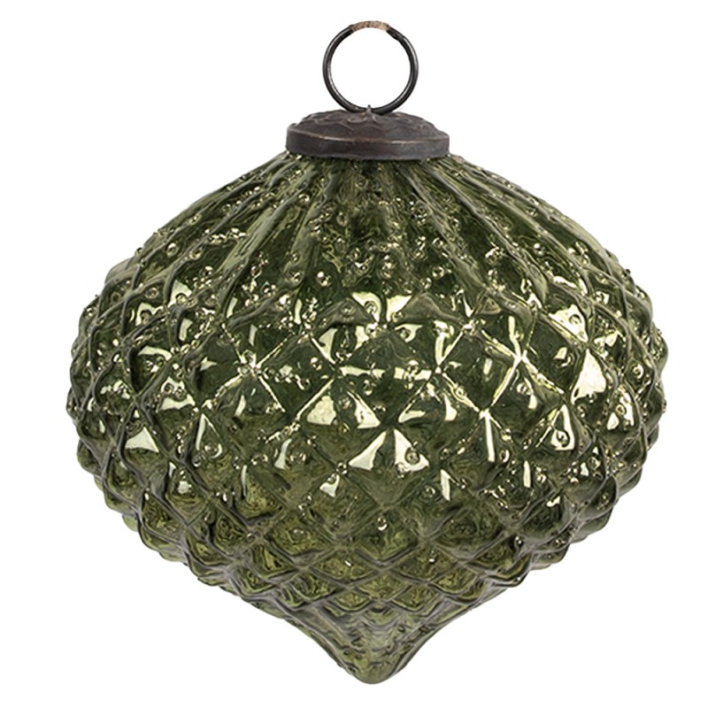 Clayre & Eef Christmas Bauble Ø 15x15 cm Green Glass