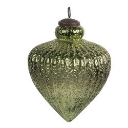 Clayre & Eef Christmas Bauble Ø 12x16 cm Green Glass