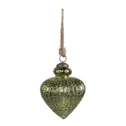 Clayre & Eef Boule de Noël Ø 10x13 cm Vert Verre