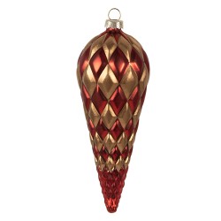 Clayre & Eef Weihnachtskugel Ø 6x16 cm Rot Goldfarbig Glas