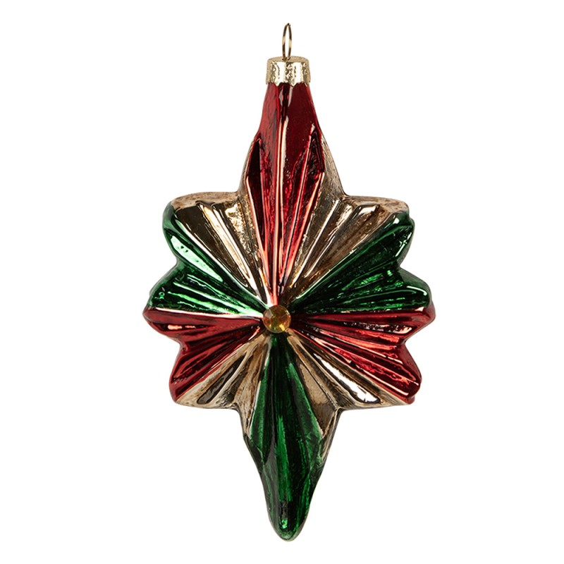 Clayre & Eef Christmas Bauble 9x4x14 cm Red Green Glass