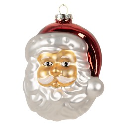 Clayre & Eef Ornamento Natalizio Babbo Natale  9x8x11 cm Bianco Rosso  Vetro