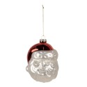 Clayre & Eef Christmas Ornament Santa Claus 9x8x11 cm White Red Glass