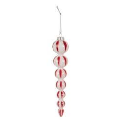 Clayre & Eef Palla di natale Ø 4x18 cm Bianco Rosso  Vetro