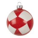 Clayre & Eef Boule de Noël Ø 8x8 cm Rouge Rose Verre