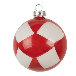 Clayre & Eef Kerstbal Ø 8x8 cm Rood Roze Glas