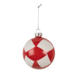 Clayre & Eef Christmas Bauble Ø 8x8 cm Red Pink Glass