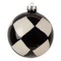 Clayre & Eef Christmas Bauble Ø 10x10 cm Black White Glass