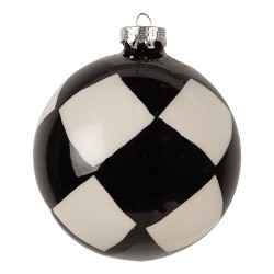 Clayre & Eef Weihnachtskugel Ø 10x10 cm Schwarz Weiß Glas