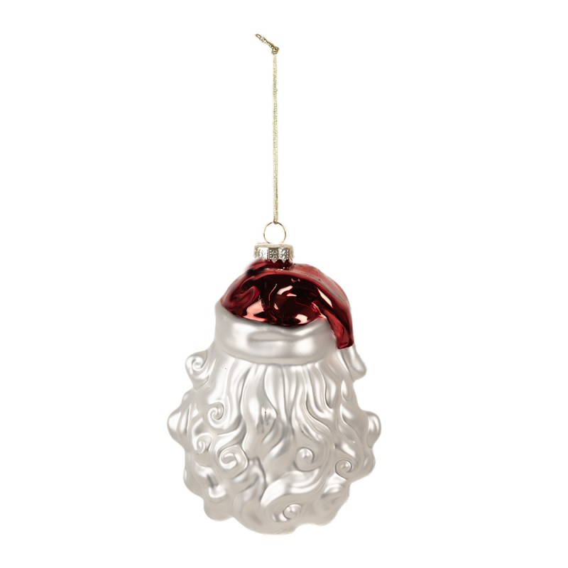 Clayre & Eef Christmas Ornament 9x7x13 cm White Red Glass