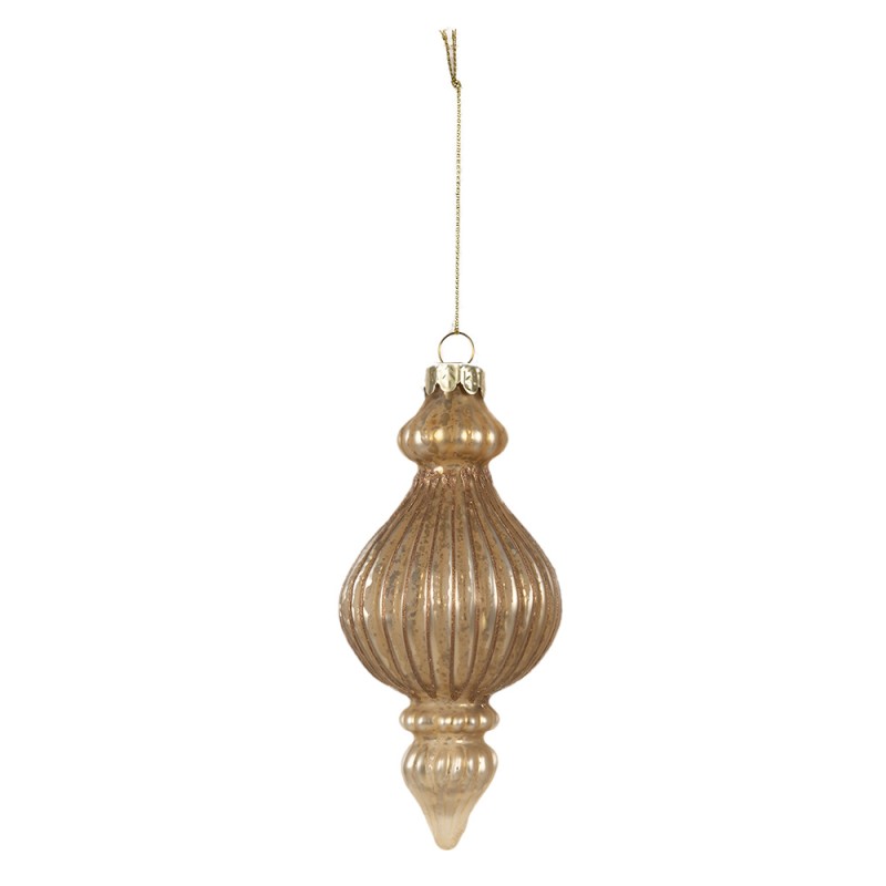 Clayre & Eef Christmas Bauble Ø 7x14 cm Gold colored Glass