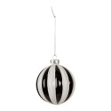 Clayre & Eef Boule de Noël Ø 8x8 cm Noir Blanc Verre