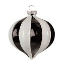 Clayre & Eef Palla di natale Ø 8x9 cm Nero Bianco  Vetro