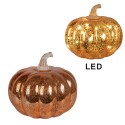 Clayre & Eef Decorazione con illuminazione a LED Zucca Ø 15x13 cm Arancione Plastica