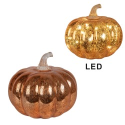 Clayre & Eef Decorazione con illuminazione a LED Zucca Ø 15x13 cm Arancione Plastica