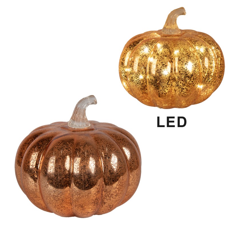 Clayre & Eef Dekoration mit LED-Beleuchtung Pumpkin Ø 15x13 cm Orange Plastic