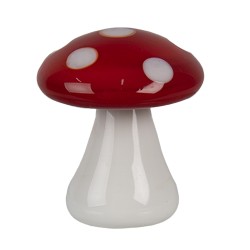 Clayre & Eef Figurine décorative Champignon Ø 3x3 cm Rouge Blanc Verre