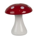 Clayre & Eef Figurine décorative Champignon Ø 4x4 cm Rouge Blanc Verre