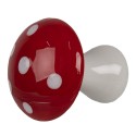 Clayre & Eef Figurine décorative Champignon Ø 4x4 cm Rouge Blanc Verre