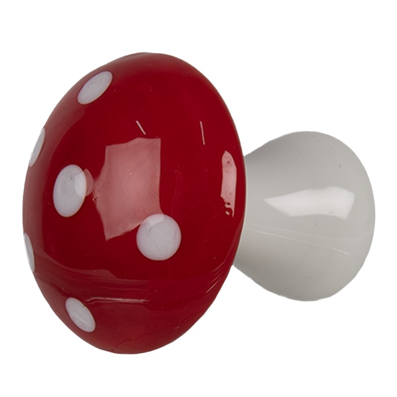 Clayre & Eef Decorative Figurine Mushroom Ø 4x4 cm Red White Glass