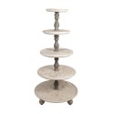 Clayre & Eef 5-Tiered Stand Ø 71x143 cm White Grey Wood