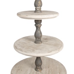 Clayre & Eef 5-Tiered Stand Ø 71x143 cm White Grey Wood