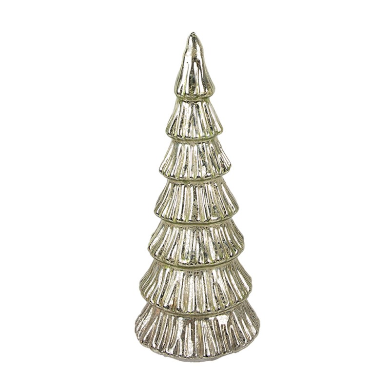 Clayre & Eef Decorazione natalizia con illuminazione a LED Albero di Natale Ø 9x21 cm Verde Plastica