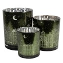 Clayre & Eef Tealight Holder Set of 3 Green Glass Houses