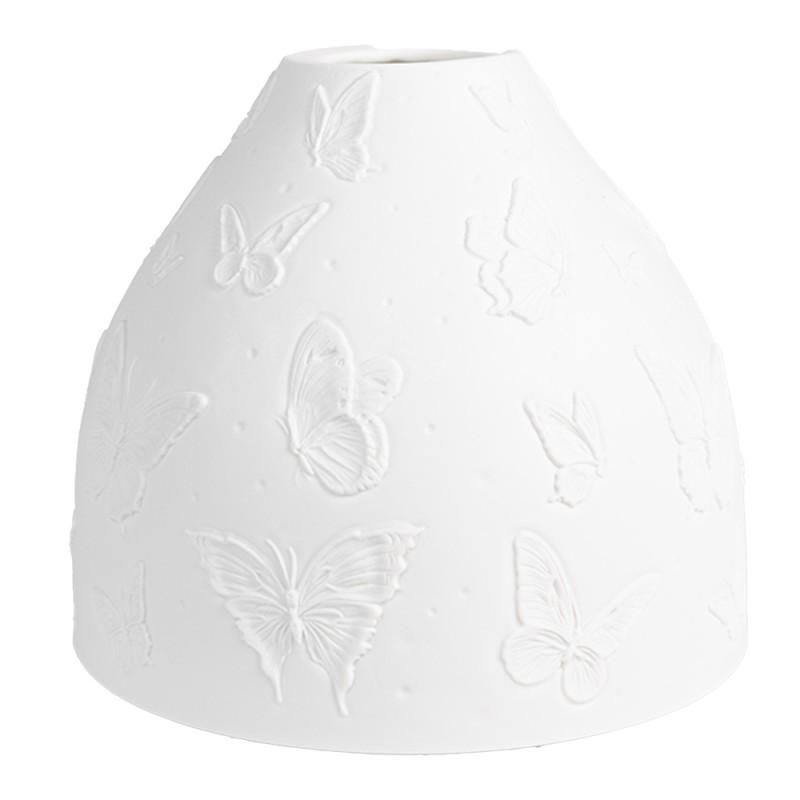 Clayre & Eef Abat-jour Ø 15x12 cm Blanc Porcelaine Papillons