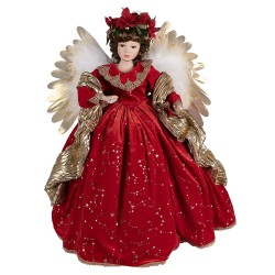 Clayre & Eef Christmas Decoration Figurine Angel 65 cm Red Plastic