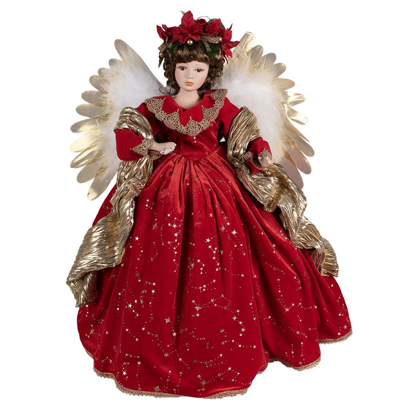 Clayre & Eef Weihnachtsdekorationsfigur Engel 65 cm Rot Kunststoff