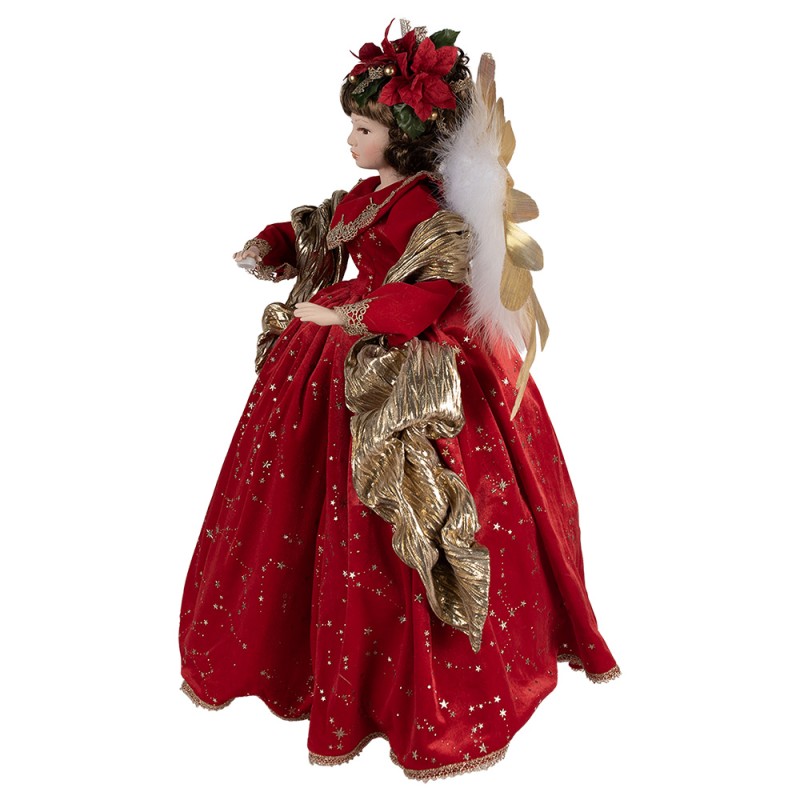 Clayre & Eef Figure de Noël Ange 65 cm Rouge Plastique