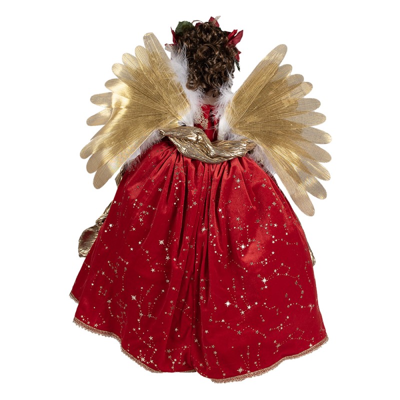 Clayre & Eef Statuetta decorativa di Natale Angelo 65 cm Rosso Plastica