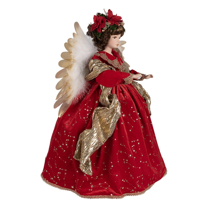 Clayre & Eef Statuetta decorativa di Natale Angelo 65 cm Rosso Plastica